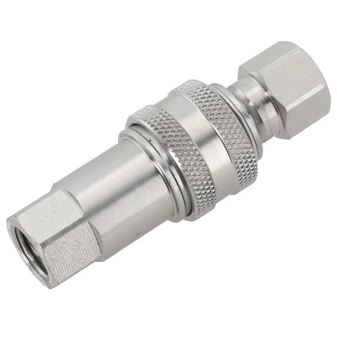 Heavy Duty Carbon Steel Hydraulic Quick Connect Coupler M14x1.5 Female Thread High Pressure Steel Ball Locking Self Closing Stops Leaks Knuckle Tight Thread