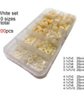 All In One Go To Hollow Spacer Kit For Jewelry Making And Electronics Assembly, 600 And 800 Pcs In M3 And M4, 10 Sizes, ABS Nylon Plastic Non Threaded Standoffs, White, 4 Sets, 200 pcs box