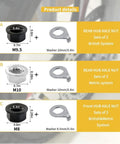 Front And Rear Bicycle Hub Flanged Axle Nut And Safety Washer Kit, 3 Size Set for all wheel types, highlighted product details