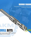 Round shank drill bit with 135-degree angle for standard hammer drills, featuring high-speed steel material for precise drilling.