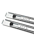 Heavy Duty Full Extension Drawer Slides for cabinets and tool chests, industrial thickened rail system, 12 inch, close-up.