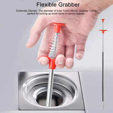 Flexible Grabber Claw Reacher Tool With Four Claws Bendable Hose Pickup For Hard To Reach Drains Sinks Toilets And Litter Cleanups 22 Inch Reach Easy Grip One Hand Operation Durable And Versatile Home Helper