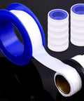 Six Pack PTFE Plumbing Tape Sealant For Quick Leak Stops At Pipe Fittings And Sink Drains Waterproof Thread Sealant Tape, rolls and spool close-up