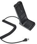 KMC-9C Desktop Microphone For Kenwood Mobile Radios With 8 Pin Plug Base Mic, large PTT button, coiled cable view.