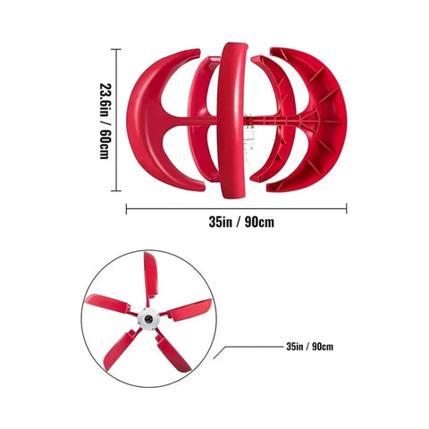 400W Wind Turbine Generator Kit for Home and Marine Use Vertical Axis Wind Generator dimensions and design view