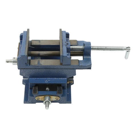 Cross Slide Vise Drill 5 Inch 2 Way XY Heavy Duty Clamp for Metal Milling and Drilling Machines Blue Precision Workholding Vise With Dual Handles for Accurate X and Y Axis Movement and Secure Clamp, blue cast iron XY vise