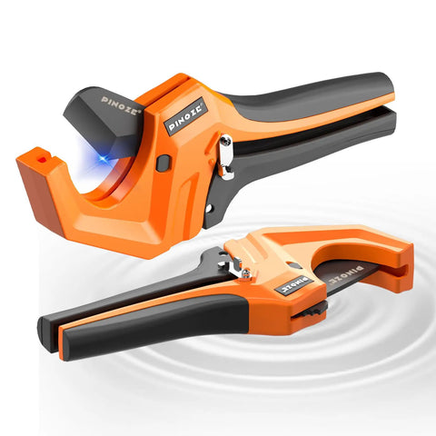 Beefy Pro Grade PVC Pipe Cutter, Aluminum Ratchet Tool That Cuts Up To 2.5 Inches, Perfect For PVC PPR PEX And Plastic Hoses, Teflon-Coated SK5 Blade For Smooth, Quick Tubing Cuts