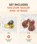Compact Handheld Vacuum Sealer For Meal Prep And Leftovers With Freezer Storage Includes 30 Reusable Vacuum Bags display