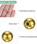 20 Pack Threaded Ball Nut Knobs M3x9mm Carbon Steel Female Thread Caps For Lighting Fixtures, Machinery, DIY Projects, Round Solid Screw Caps Electrophoretic Gold Finish, gold ball knob close-up