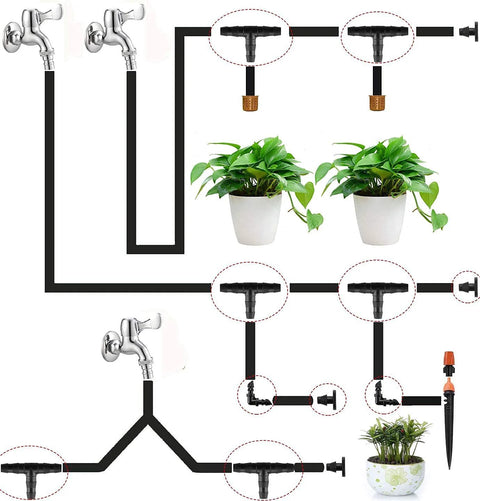 Drip irrigation fittings kit, 280-piece for 1/4 in tubing; includes tees, elbows, straights, end plugs, 4-way couplings