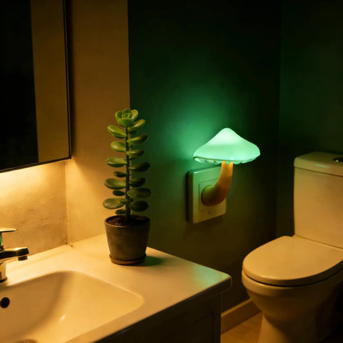 4 Pack Mushroom Night Lights Plug In Sensor Lamps With Auto On Off In The Dark Color Changing LED Night Lights in bathroom