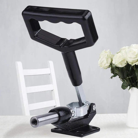 Rock Solid Carbon Steel Heat Press Handle Replacement Fixture with Quick Clamping Lever on table
