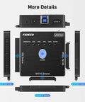 SATA IDE to USB 3.0 External Drive Adapter for 2.5 and 3.5 Inch HDD SSD and 5.25 Inch Optical Drives, Quick Plug and Play USB 3.0 Converter with Offline Clone for Easy Data Transfer showing IDE and SATA ports