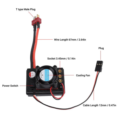 Heavy Duty Seven Channel Rc Receiver Upgrade Kit Featuring Brushless Esc System And Precision Servo Controller For Off Road Crawler Stadium Trucks, showing wiring and cooling fan details.