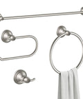 Complete Four Piece Bath Accessory Set With A 24 Inch Towel Bar Toilet Paper Holder Towel Ring And Robe Hook In Brushed Nickel Finish