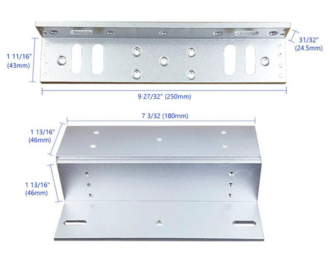 Outdoor Waterproof Magnetic Door Lock 12V 24V 600lbs Holding Force With Z And L Brackets dimensions and specifications