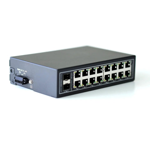 18 Port Gigabit Industrial Ethernet Switch Unmanaged With DIN Rail Mount And Wall Mount Bracket UL Listed Fanless Design