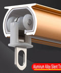Heavy Duty Aluminum Curtain Track Set With Silent Sliding Rail For Drapes And Room Dividers Ceiling Or Wall Mounted Shower Curtain Rod Gold Finish Length Two Point Two Meters Supports Up To Forty KG Low Friction Smooth Glide aluminum alloy silent track close-up