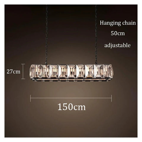 Sleek Modern Black Crystal Ceiling Pendant Light Large Round Hanging Lamp With Polished Stainless Steel Construction, 150cm.