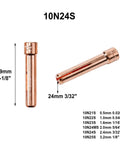 Super Stubby Gas Lens And Collet 10 Pack For Tig Welding Torch WP 17 18 26 image showing 10N24S collet measuring 3/32 inch and 29mm.