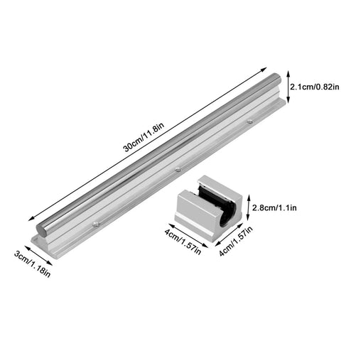 Heavy Duty SCS12LUU 300mm Linear Rails With SBR12UU Slide Blocks Precise Smooth Motion System For CNC Machines 3D Printers Robotics And Automation Projects And Prototyping, 300mm rail