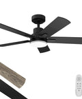 42 Inch White Ceiling Fan With Integrated Led Light And Smart Remote Dead Quiet Dc Motor Reversible Blades 3Cct Dimmable Timer For Bedroom Living Room Hassle Free Setup Big Cool Breeze Modern Decor black ceiling fan with five blades and remote control.