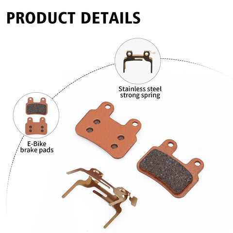 Beefed Up Ceramic E Bike Brake Pads For XD KLBS DOT4 Hydraulic Brakes with stainless steel spring details