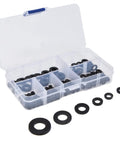 Nylon Flat Washers 250 Pcs Master Kit M2 Assortment For Household Electrical Automotive Marine Gear Black Sealing Spacers Gasket Set With No Burrs And A Slick Smooth Finish, in organizer box