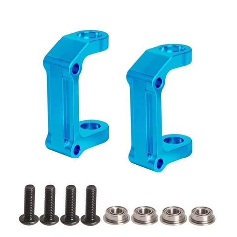 Beefed Up RC Car Repair Kit For Fighter NXGEN DT04 58741 with blue metal C-mount suspension arms and screws.