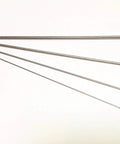 Four TIG welding tungsten electrodes in varying sizes with red tips arranged on a white background, Premium TIG Welding Tungsten Electrodes Two Point Zero Percent Red EW Th20 One Eighth Inch By Seven Inch Pack Of 10 For Smooth Starts Steady Arc Higher Current Range Low Spit ANSI AWS A5 12M Compliant