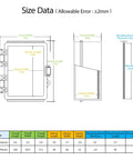 Size diagram of IP67 Waterproof Electrical Junction Box With Hinged Clear Cover And Stainless Steel Latch, dimensions in inches.