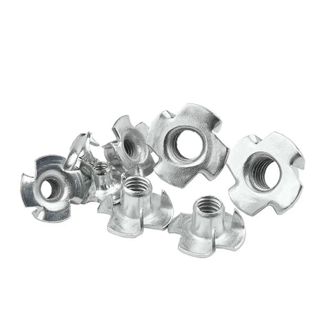 M3 to M12 Zinc Four-Claw T Nut Blind Inserts for Speaker Cabinets and DIY Furniture, Wing Nut Style Fasteners, Carbon Steel Construction