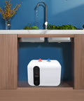 10 Liter Electric Hot Water Heater Delivering Kickin Heat With 1.5 Kilowatts Of Instant Warmth installed under sink