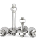 M12 Stainless Steel Double Ended Studs Threaded Rod Kit Four Sets For Through Wall Construction And Furniture Projects Includes Nuts And Washers