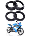 Motorcycle Front Fork Oil Seal Kit 41x53x8 10.5mm Two Piece Set Rubber Seals For Shock Absorbers Easy Install Dirt Resistant Fits All Bikes From Off Road To Street, black seals with blue motorcycle
