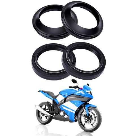 Motorcycle Front Fork Oil Seal Kit 41x53x8 10.5mm Two Piece Set Rubber Seals For Shock Absorbers Easy Install Dirt Resistant Fits All Bikes From Off Road To Street, black seals with blue motorcycle