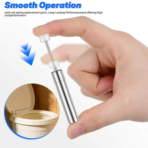 Hand holding hydraulic piston, Soft Close Damper For Trash Can Lids, 6 Pack Hydraulic Lid Piston With Quiet Close Buffer
