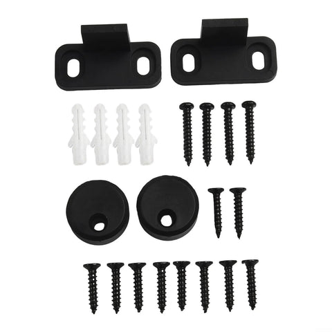 Heavy Duty Sliding Barn Door Hardware Kit For Cabinet Doors with carbon steel components and screws, shown disassembled.