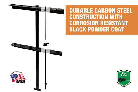 Vertical Hand Tool Rack For Open Trailers Holds Up To Six Straight Handle Tools Like Shovels Rakes And Hoes With Secure Upright Storage