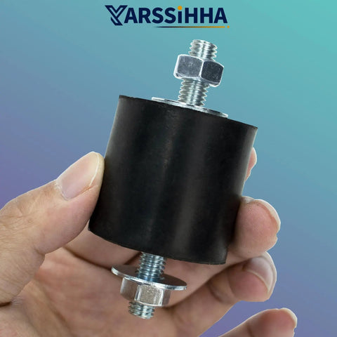Heavy Duty 4 Pack M8 Anti Vibration Rubber Isolator Mounts With Reinforced Galvanized Steel Core close-up in a hand.