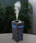 DIY Humidifier Soldering Kit With Time And Humidity Settings OLED Display And LED Light Modes on desk emitting mist