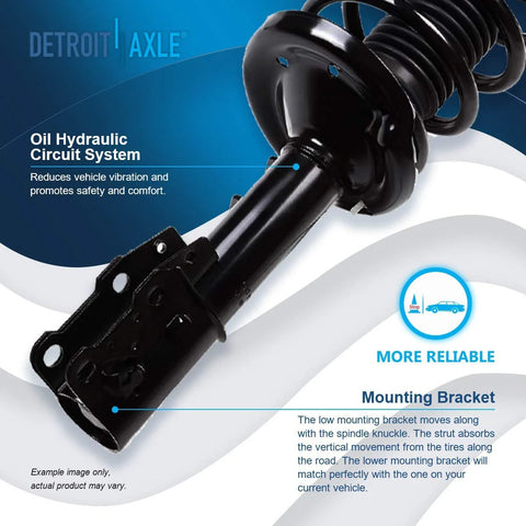 Close-up of Front 14 Piece Beefed Up All In One Suspension Kit For Chevy Malibu Pontiac G6 Saturn Aura With 2 Wheel Bearing Hubs 2 Struts