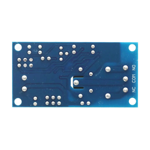 Back view of 2 Pack 12V DC Timer Relay Module With Delay On Off Control, showing electronic circuitry and connection points.