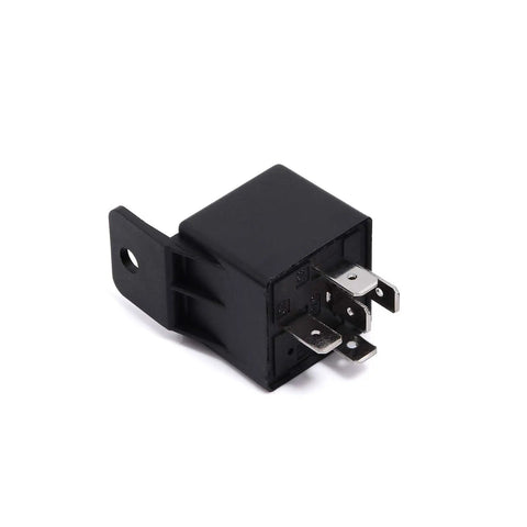 Black 5-pin SPDT relay, part of Beefy 40 Amp SPDT 5 Pin Automotive Relay 12VDC Contactor Switch Pack For Trunk Pop Up Remote Start Lighting And More 2 Pack JD2912 1Z 12VDC High Current Relay Module.