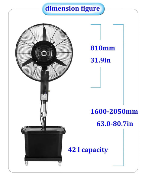 Legit Heavy Duty Industrial Cooling Fan Crushes Summer Heat With A Massive 42 Liter Water Tank dimensions 810mm height 42L capacity.