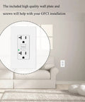 20 Pack 20 Amp Gfci Outlet Set Weather Resistant Electrical Receptacle with wall plate and screws in a living room setting.