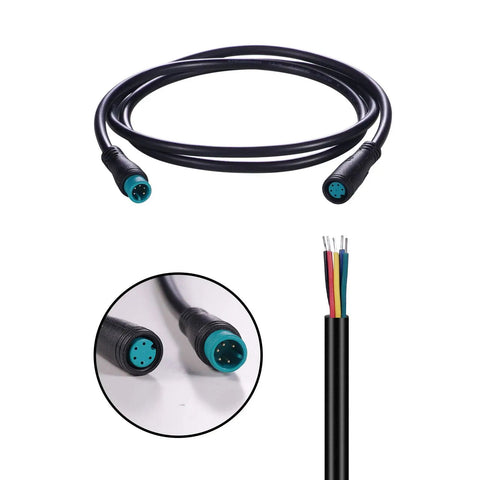 Waterproof Electric Bike Extension Cable 2Pin 3Pin 4Pin 5Pin 6Pin 8Pin 9Pin With Female To Male Connectors, black cable details