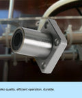 LMK6UU Square Flange Linear Ball Bearing with six mm ID and twelve mm OD, made of carbon steel for CNC routers and 3D printers.