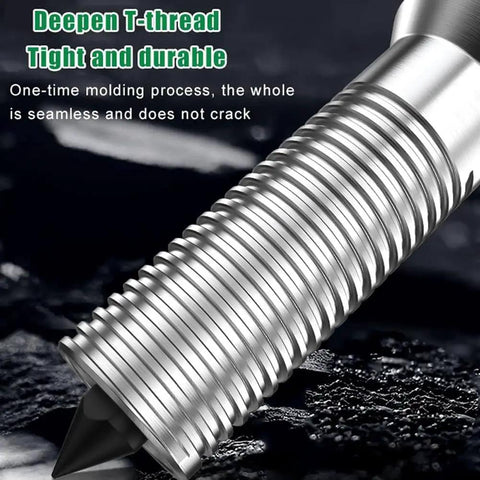Bad Ass 5 Ton Hydraulic Puller Bearing Hub Separator Gear Kit Adjusts For Two Or Three Jaws With Rotating Pump Head Design To Make Wheel Hub Removal Easy Breezy And Zero Hassle While Handling Heavy Flanges And Stubborn Seized Rims Fast. Steel threaded puller tip close-up
