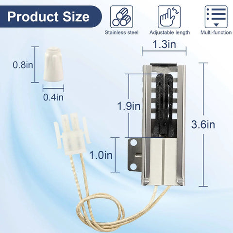 Durable Oven Igniter Replacement For Samsung Stove Models NX58F5500SS NX58H5600SS NX58H9500WS with product size details
